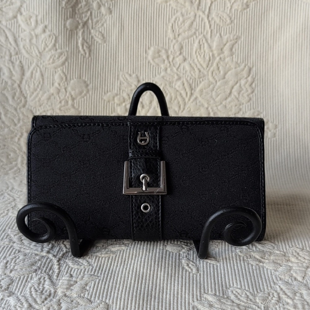 Etienne Aigner Black Checkbook Wallet